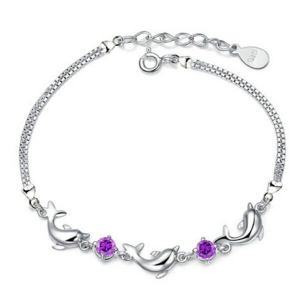 Trendy Women 925 Silver Bracelets Accessories Top Quality Crystal Dolphin Lady Jewelry Fashion  Jewelry