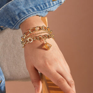 Diamond crystal pendant multi-layer chain