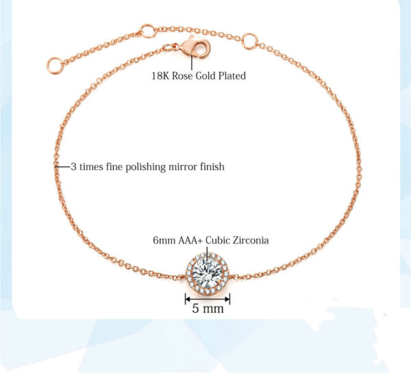Round crystal Rose gold anklets - Image 3
