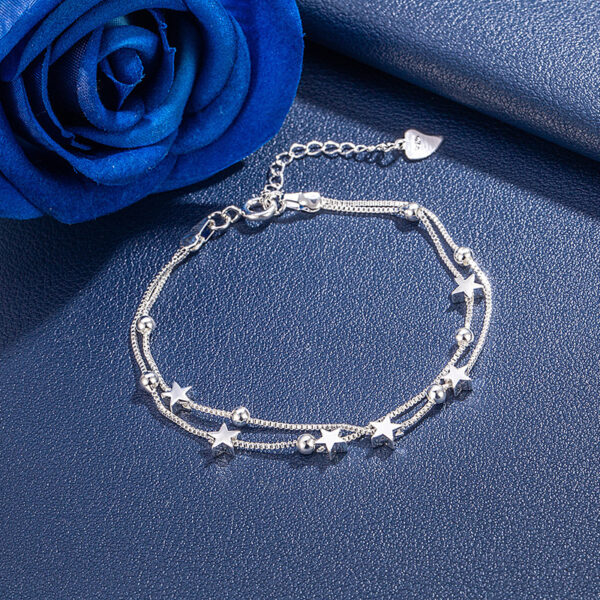 Silver-plated Star Bracelet Women's Fashion Double Layer - Image 3