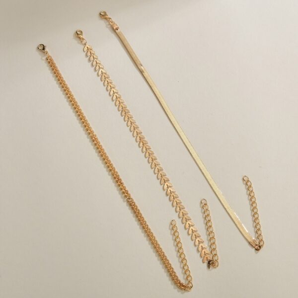 Retro Metal Texture Chain Leaves Anklets - Image 3