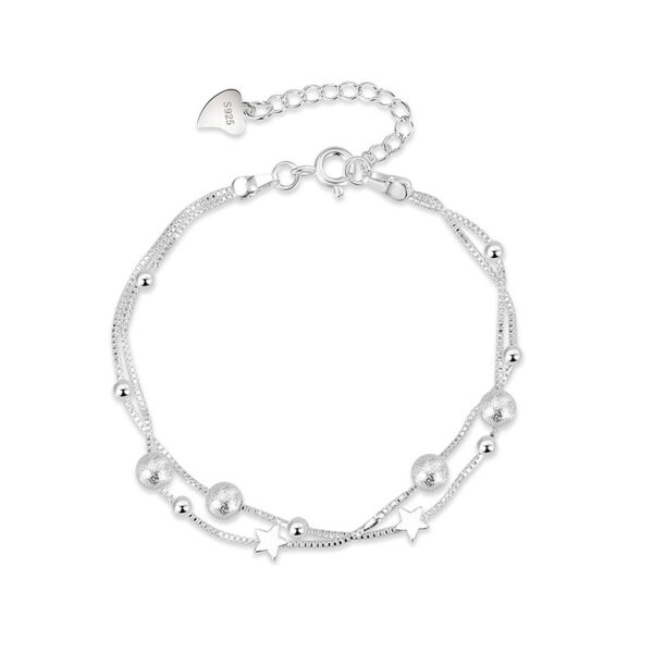 Silver-plated Star Bracelet Women's Fashion Double Layer - Image 4