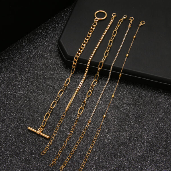 Chain Buckle Circle 5-Piece Bracelet Jewelry Set Bracelet - Image 3