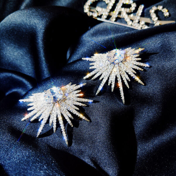 Silver Needle Luxury Net Red Tide Zircon Stud Earrings Atmospheric Fashion - Image 3