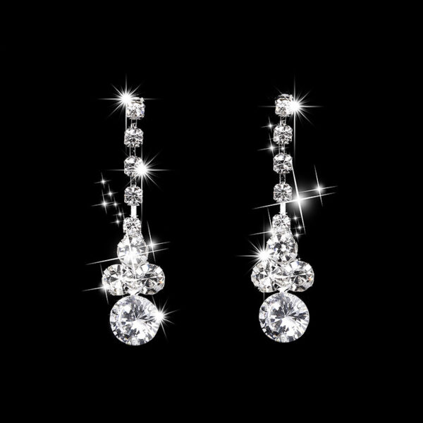 Bridal Wedding Jewelry Accessories Simple Rhinestone Zircon Necklace Earrings - Image 2