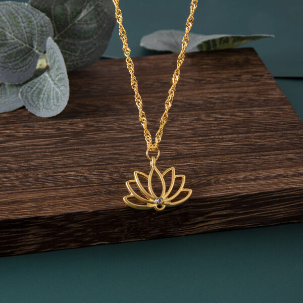 Necklace Ornament Fashion Simple Lotus Hollow Pendant Necklace Floral Lucky Pendant - Image 7