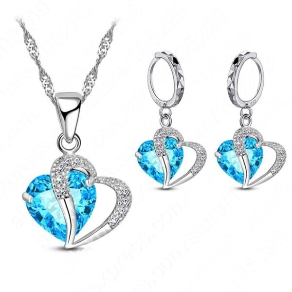 Heart-shaped Earrings Necklace Jewelry Set Decorations Wedding - Image 3
