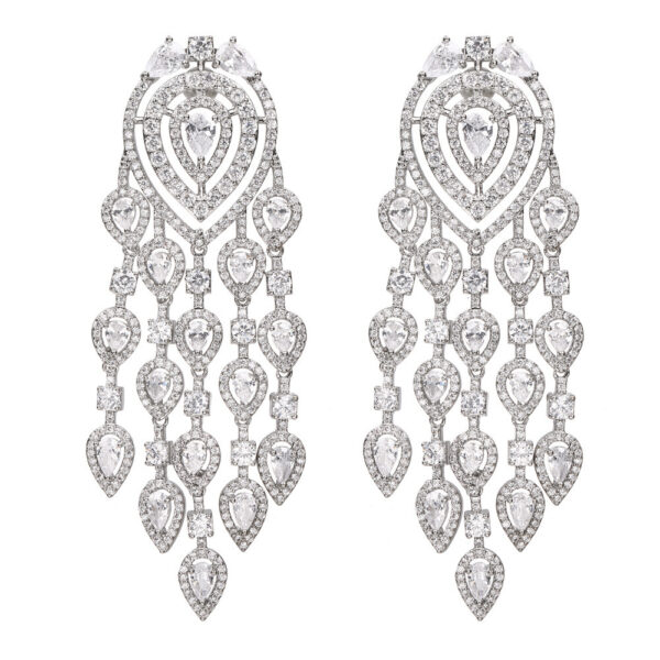 European And American Fashion Long Full Diamond Inlaid Exaggerated Large Earrings - Image 2