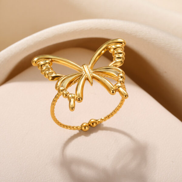 Hearts Butterfly 8K Gold Plated Stainless Steel Ring Hearts Butterfly