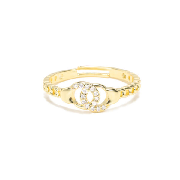 Double Circle Cutout Ring Chain Ring Micro Setting - Image 4