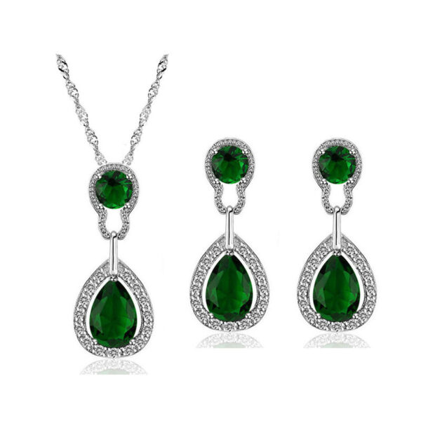 European and American Necklace Earrings Zircon Set - Image 2