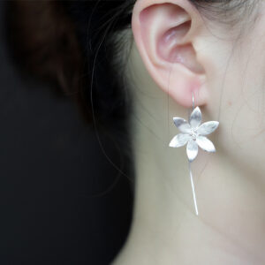 Lotus silver earrings