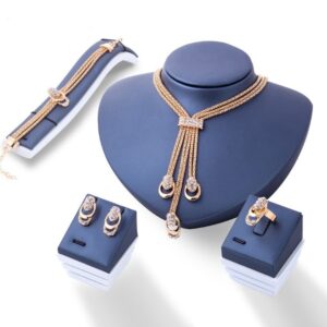 4 Piece Gold Crystal Necklace Set