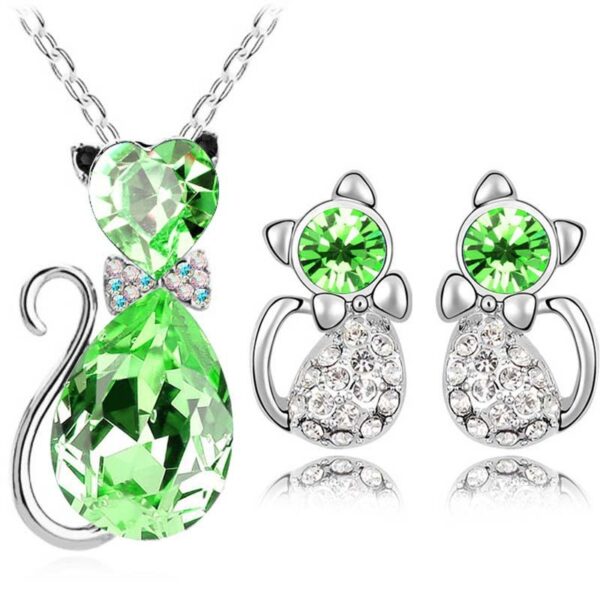 Jewelry Set Austrian Crystal Cute Bow Kitten - Image 6