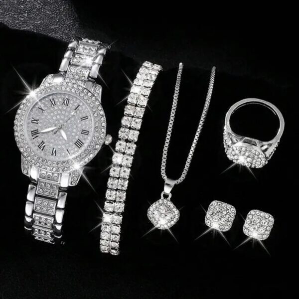 Women's Diamond Fashion Roman Quartz Watch Five-piece Set - Image 10