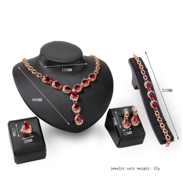 Charming Red Gemstone Jewelry Four-piece Set European And American Style - Image 5
