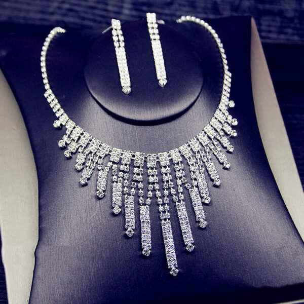 Luxury Full Diamond Necklace Earrings Two Piece Set - Image 2
