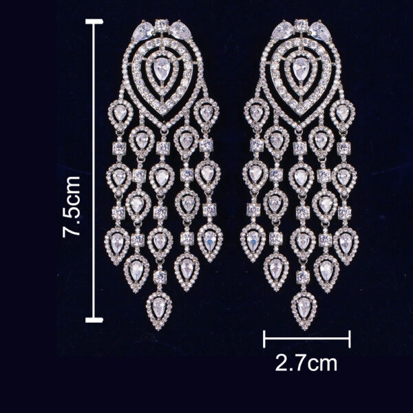 European And American Fashion Long Full Diamond Inlaid Exaggerated Large Earrings - Image 5