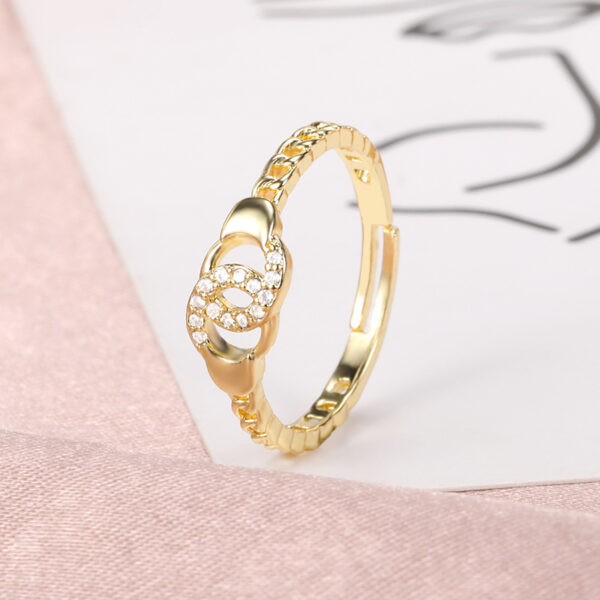 Double Circle Cutout Ring Chain Ring Micro Setting - Image 3