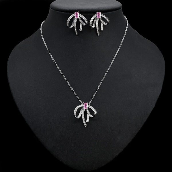 Casual Zircon Bow Frosty Style Earrings Suit - Image 5