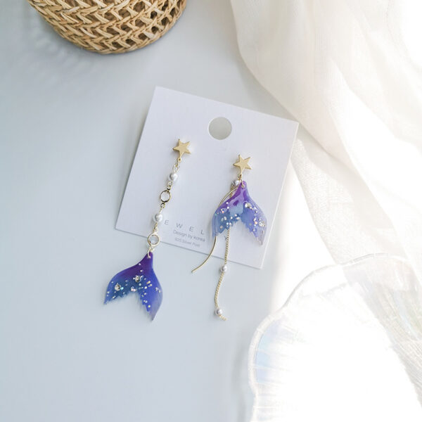 All-match Asymmetric Purple Fishtail Earrings from Korea - Image 2