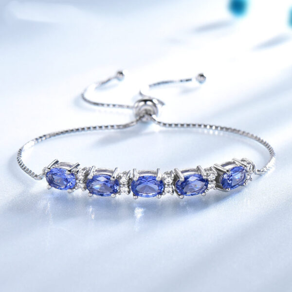 Bracelets For Women Gemstone Blue Topaz Adjustable Chain Link Bracelet - Image 5