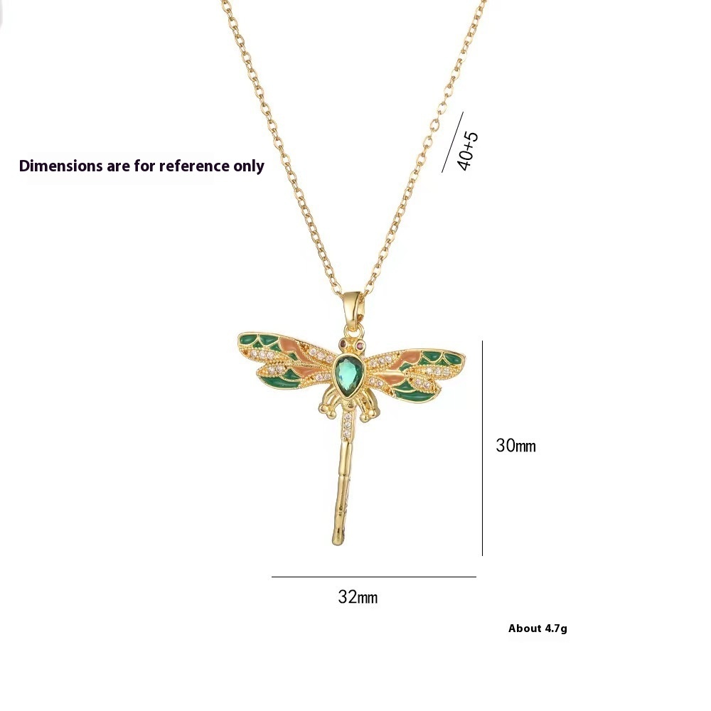 Fashionable Colorful Dragonfly Pendant Necklace - Image 2