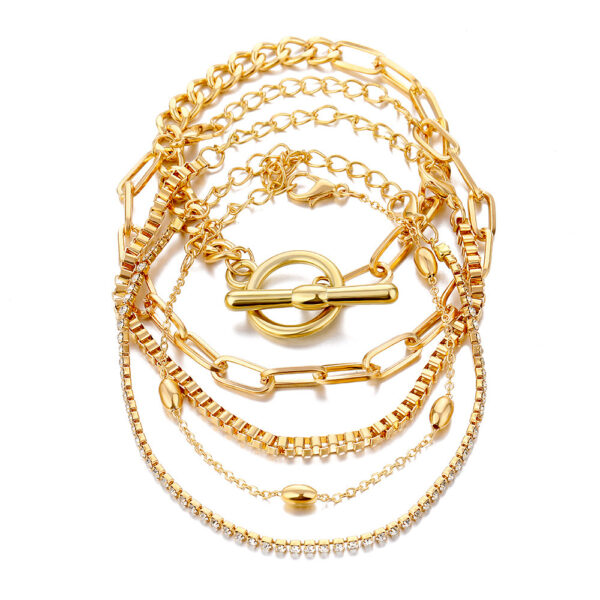 Chain Buckle Circle 5-Piece Bracelet Jewelry Set Bracelet - Image 4