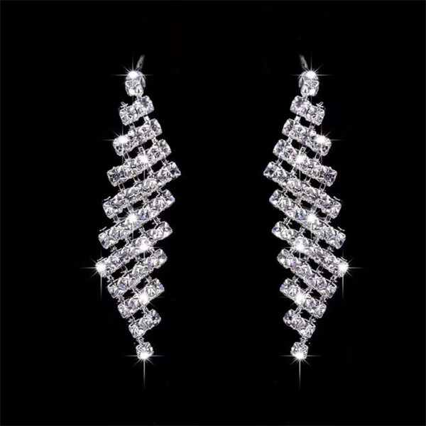 Bridal Jewelry Suit Shining Full Diamond Bright Necklace Earrings - Image 3
