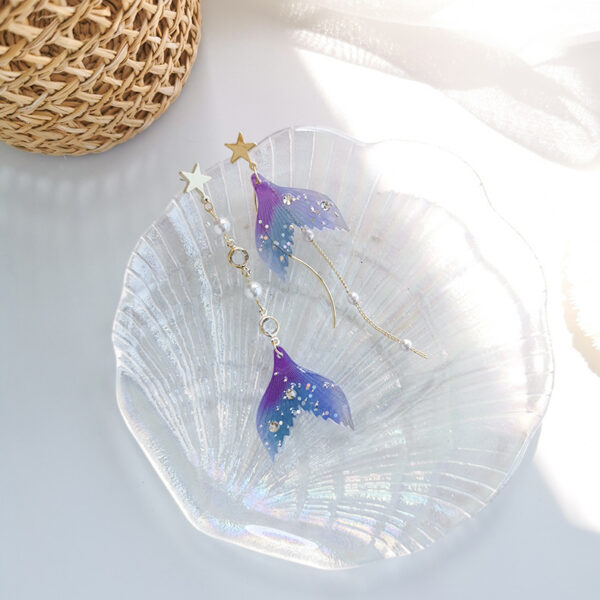 All-match Asymmetric Purple Fishtail Earrings from Korea - Image 6