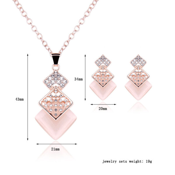 Rose Gold Jewelry Fashion Set Black Gems - Image 5