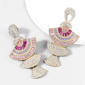Diamond-studded Rhinestone Acrylic Multi-layer Fan-shaped Earrings Women's Trend Earrings