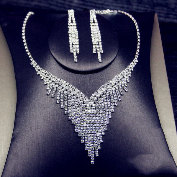 Luxury Full Diamond Necklace Earrings Two Piece Set - Image 4