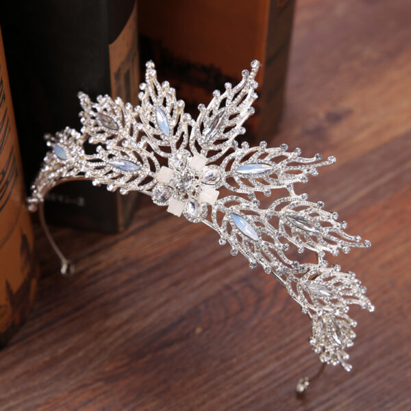 Exquisite Bridal Headband Headdress Handmade Rhinestone Leaf Bridal Crown - Image 4