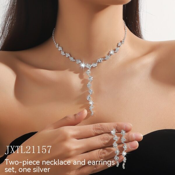 Korean Style Super Rhinestone Necklace Earrings - Image 8