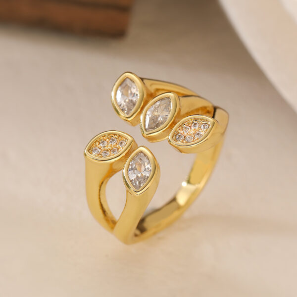 18K Gold Zircon Irregular Geometric Ring - Image 6