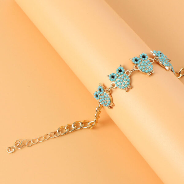 Vintage Alloy Owl Pendant Anklet - Image 2