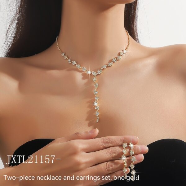 Korean Style Super Rhinestone Necklace Earrings - Image 5