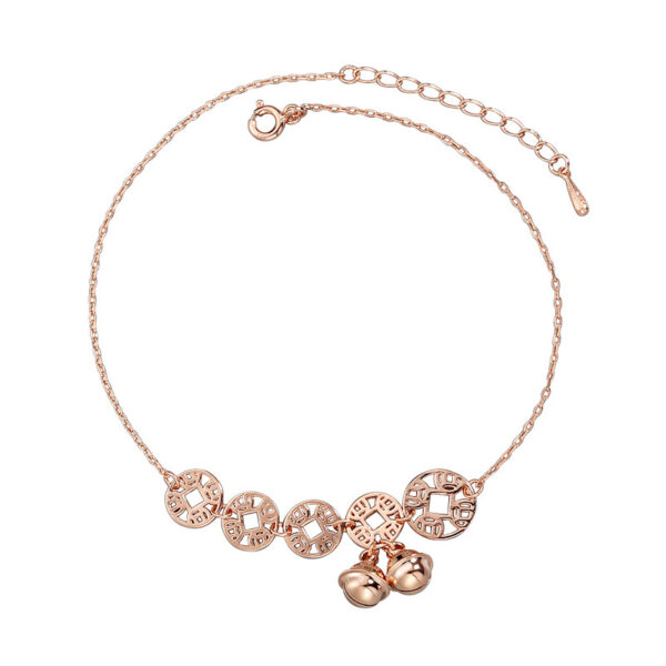 Rose Gold Bells Anklet Boho Stainless Steel Coin Charms Chain Anklets - Image 5
