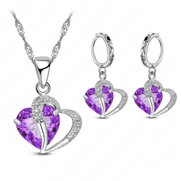 Heart-shaped Earrings Necklace Jewelry Set Decorations Wedding - Image 7
