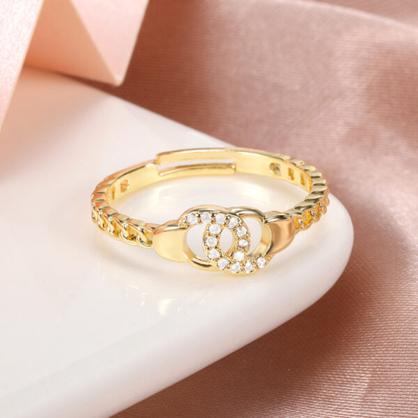 Double Circle Cutout Ring Chain Ring Micro Setting - Image 5