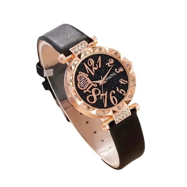 Diamond Dial Belt Quartz Watch Beaded Bracelet Suit - Image 2