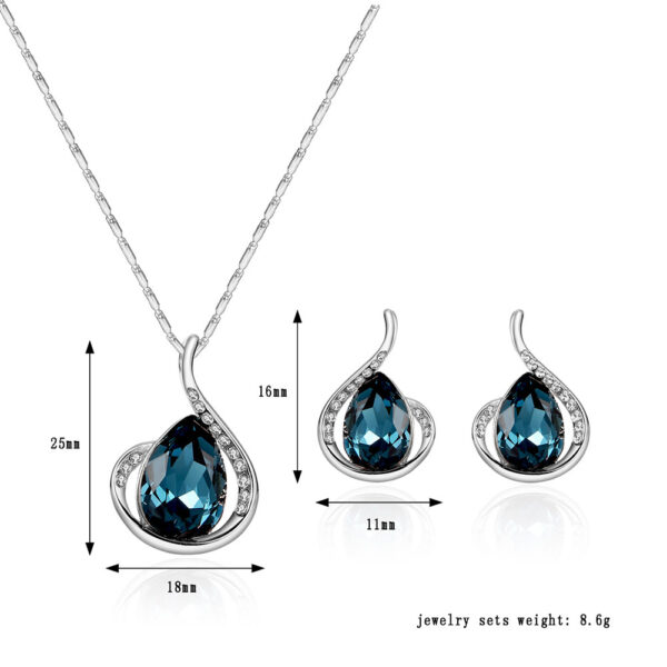 Gemstone Necklace Set Love Water Drop Bell Banquet Jewelry - Image 3