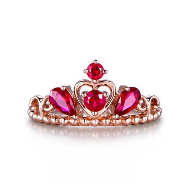 Crown Temperament Simulation Rose Red Tourmaline Colored Gemstone Ring - Image 8