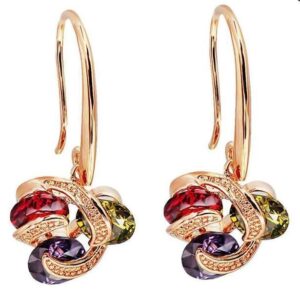 Female Creative All-match Copper Zircon Flower Earrings