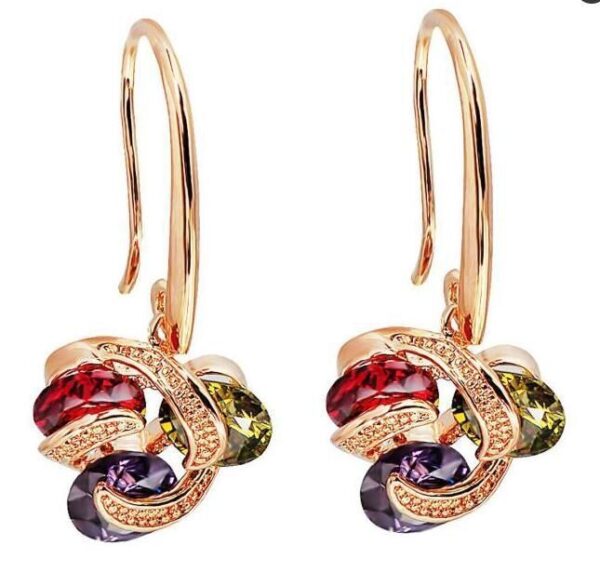 Female Creative All-match Copper Zircon Flower Earrings