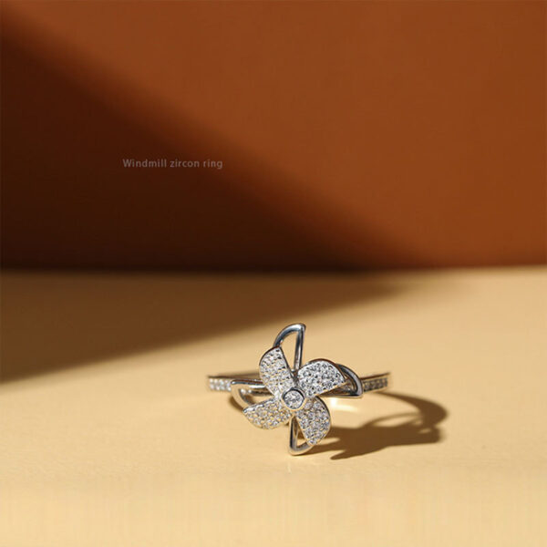 Luxury Cubic Zirconia Windmill Rings Rotating Fashion Jewelry  Creative Finger Spinning Ring - Image 6