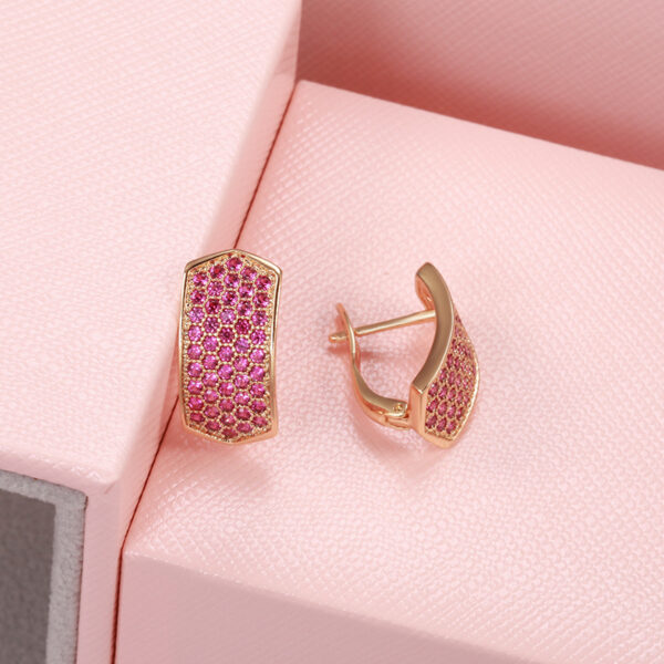 Elegant Rose Red Zircon Women's Earrings - Image 4