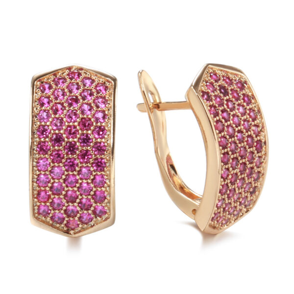 Elegant Rose Red Zircon Women's Earrings - Image 5