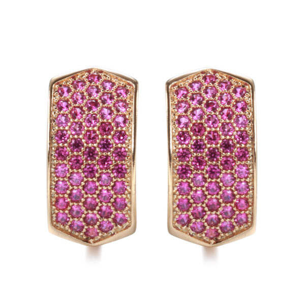 Elegant Rose Red Zircon Women's Earrings - Image 2